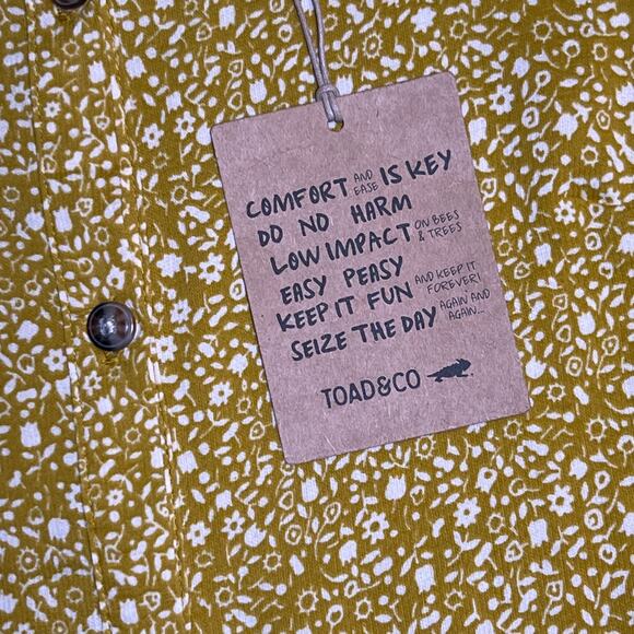 Toad&Co Manzana Tiered Long-Sleeve Dress. Yellow with Black Flowers. Size XS - Picture 5 of 9